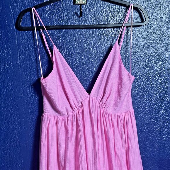 MABLE Pink Maxi Dress with Back Bow Lined Rayon Feminine Wedding Party Medium - Picture 13 of 16